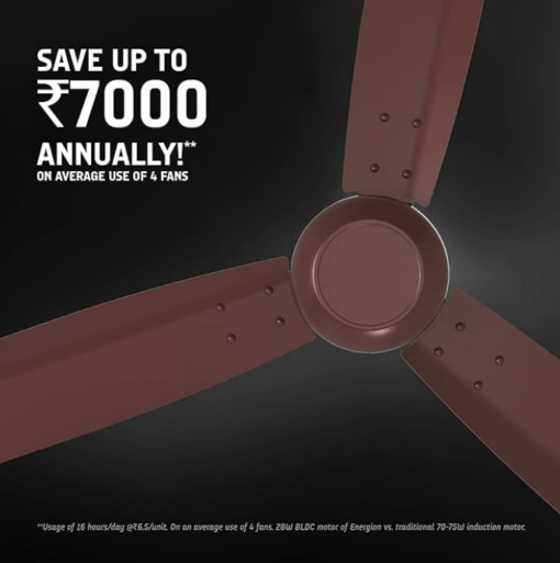 Crompton Energion Groove 1200mm (48 inch) Ceiling Fan (Coffee Brown), Pack of 1, (5 Years Warranty) - Image 4